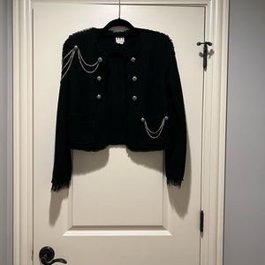 HAUTE HIPPIE black jacket/blazer in Merino wool with fabulous embellishments!